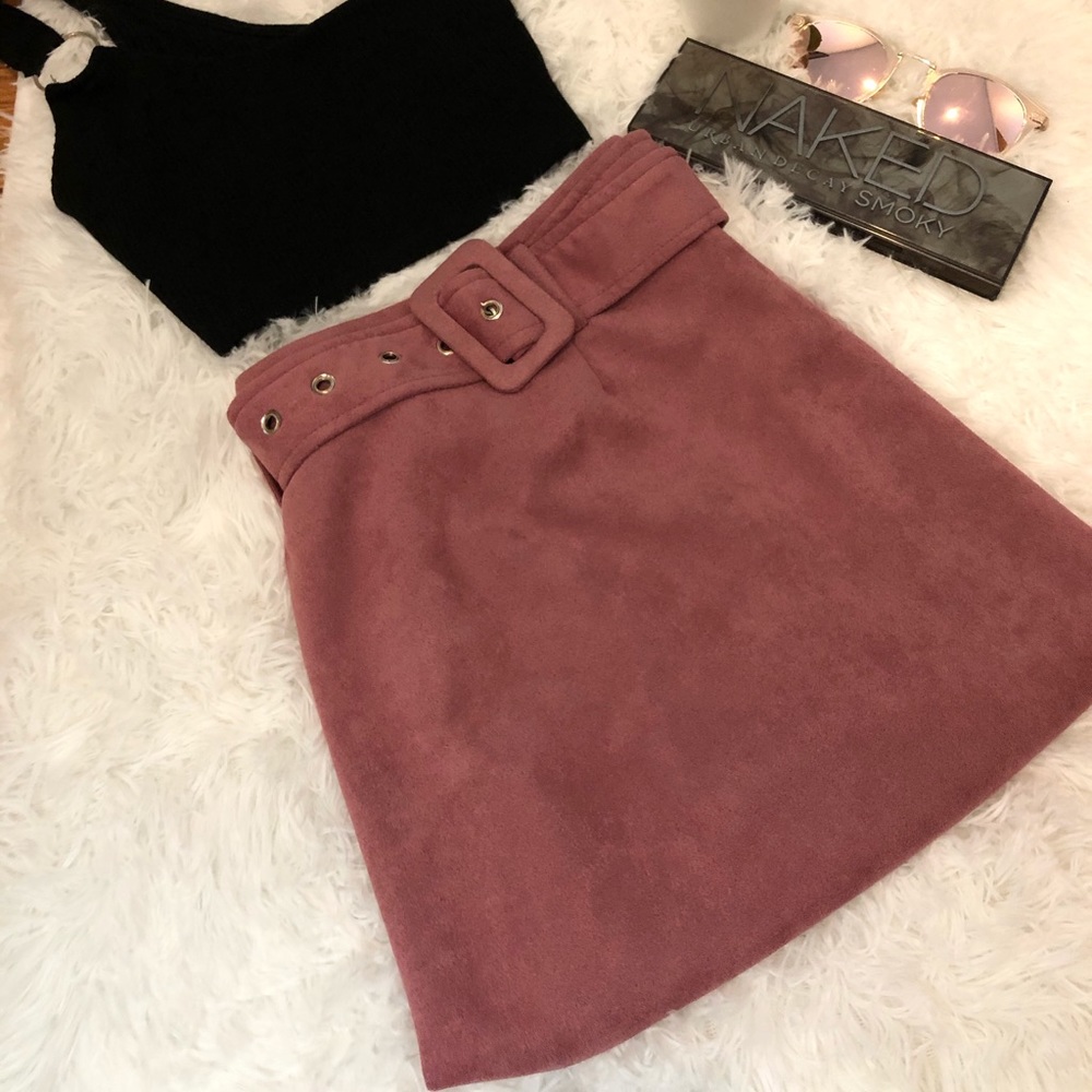Pink Suede Skirt